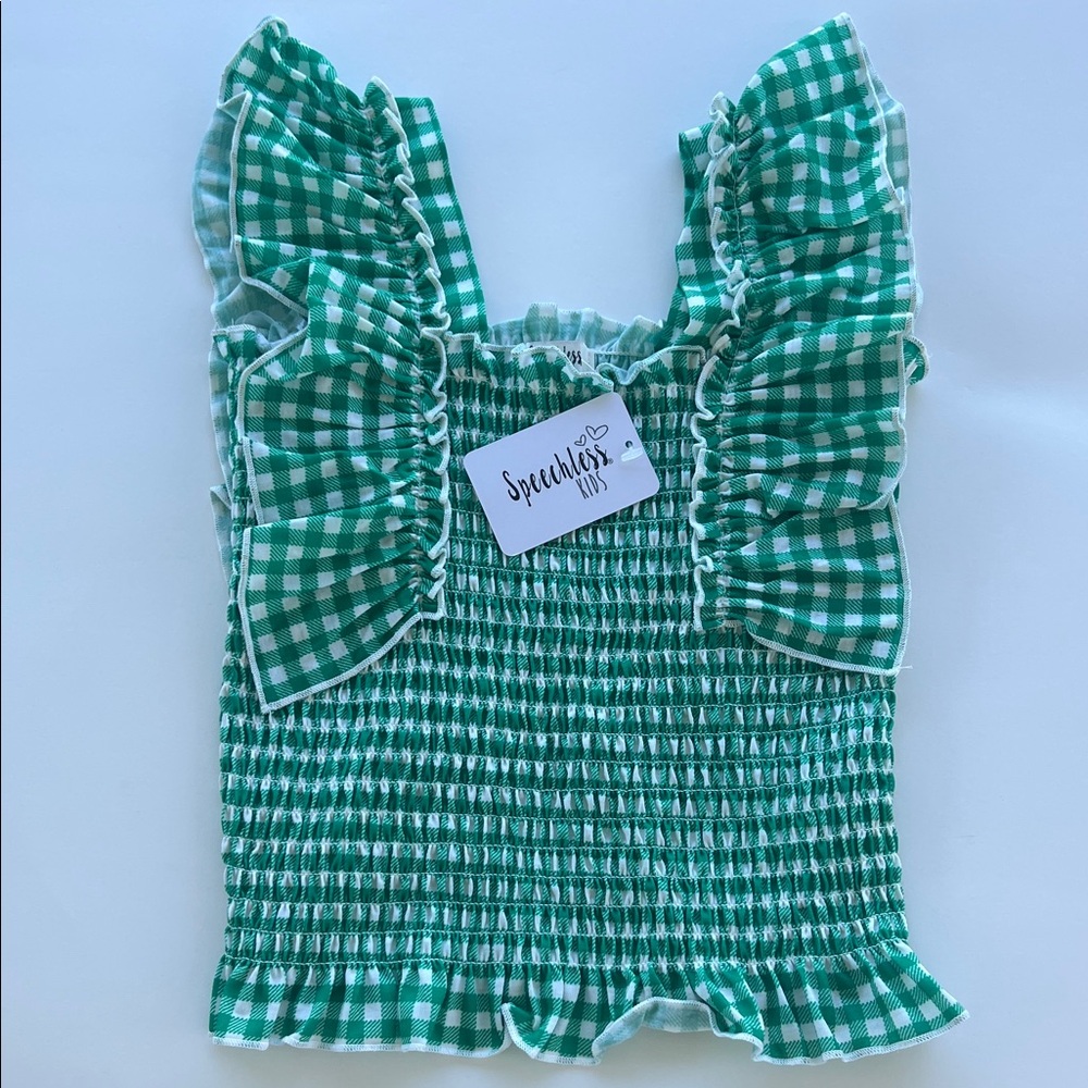 Speechless Girls' Flutter Sleeve Smocked Top